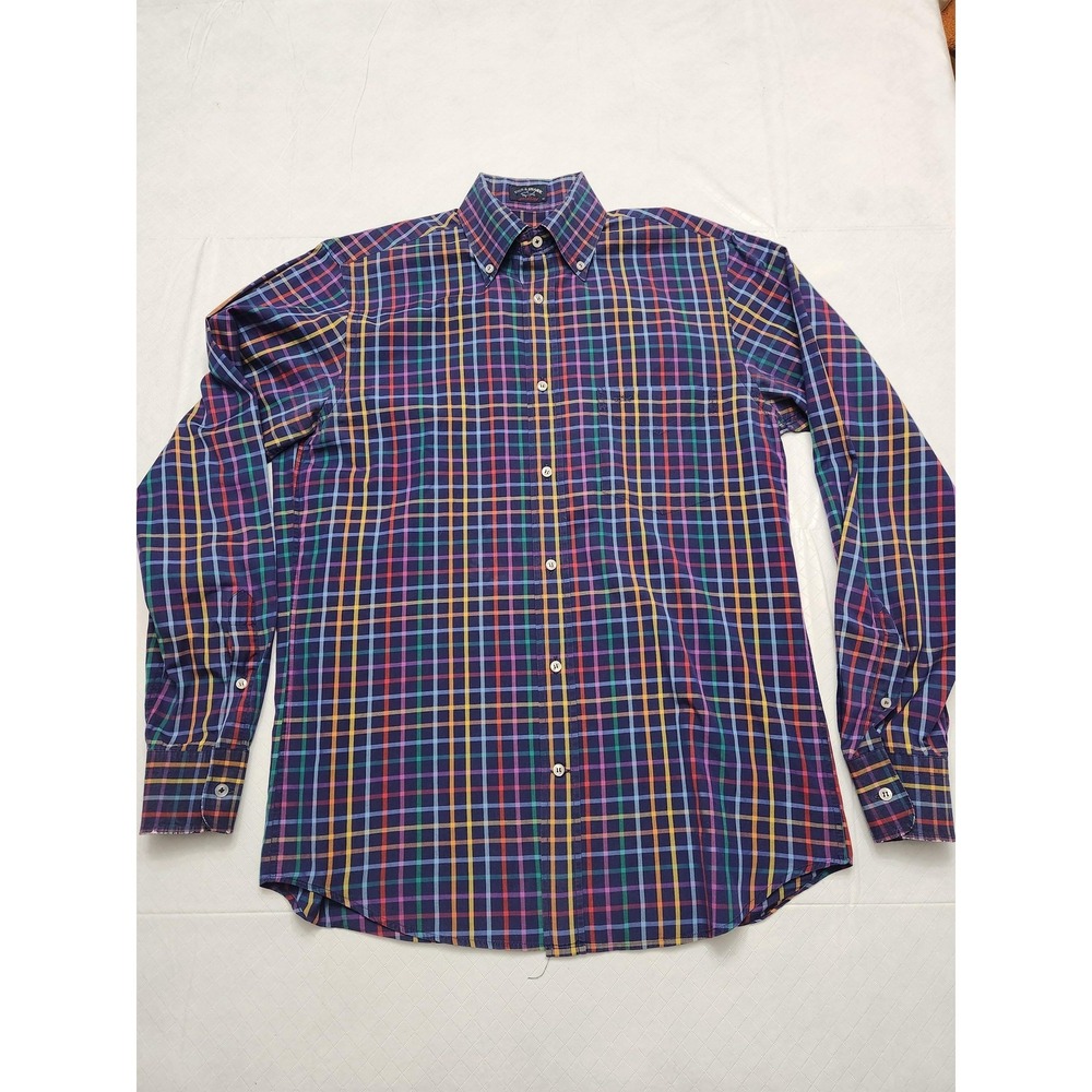 Paul & Shark Shirt Mens Medium Multicolor‎ Plaid Cotton Button Down Long Sleeve